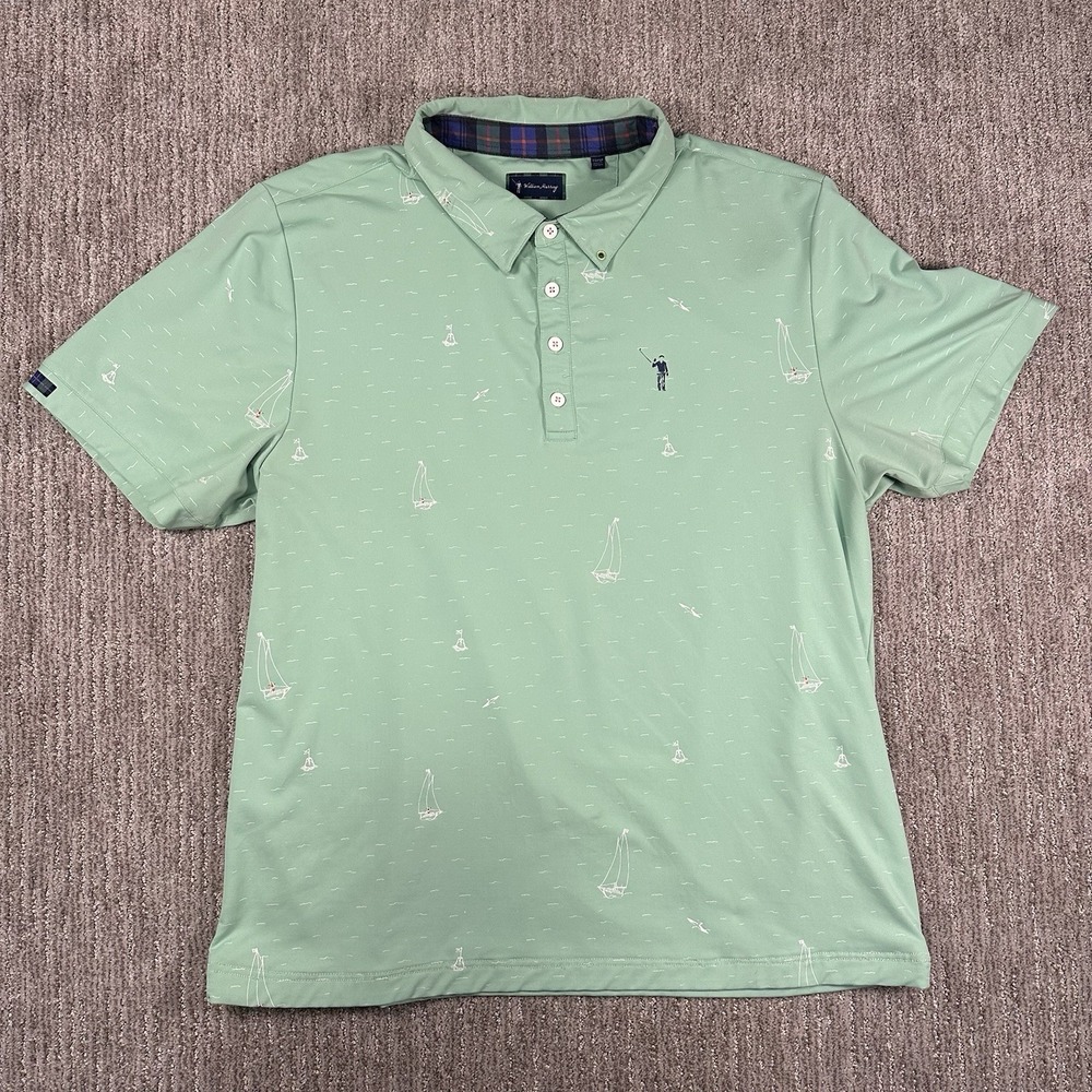 William Murray Polo Shirt Mens XL Green Golf Preppy Casual Stretch Light Outdoor
